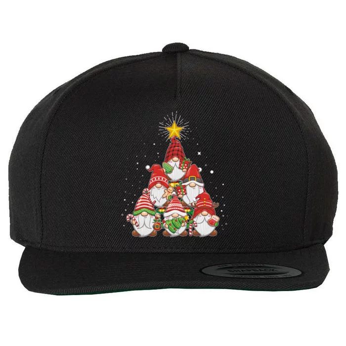 Funny Christmas Gnome Tree Wool Snapback Cap