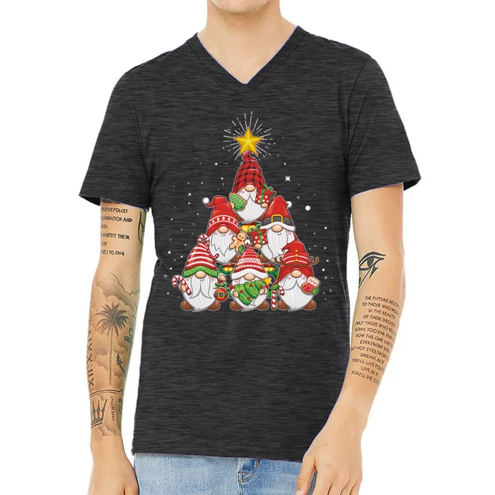 Funny Christmas Gnome Tree V-Neck T-Shirt