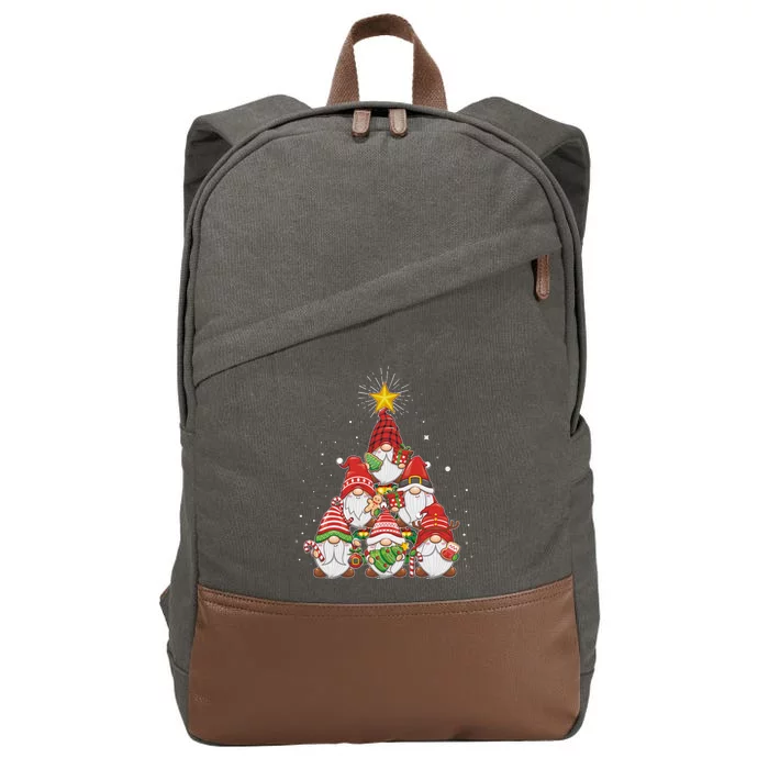 Funny Christmas Gnome Tree Cotton Canvas Backpack