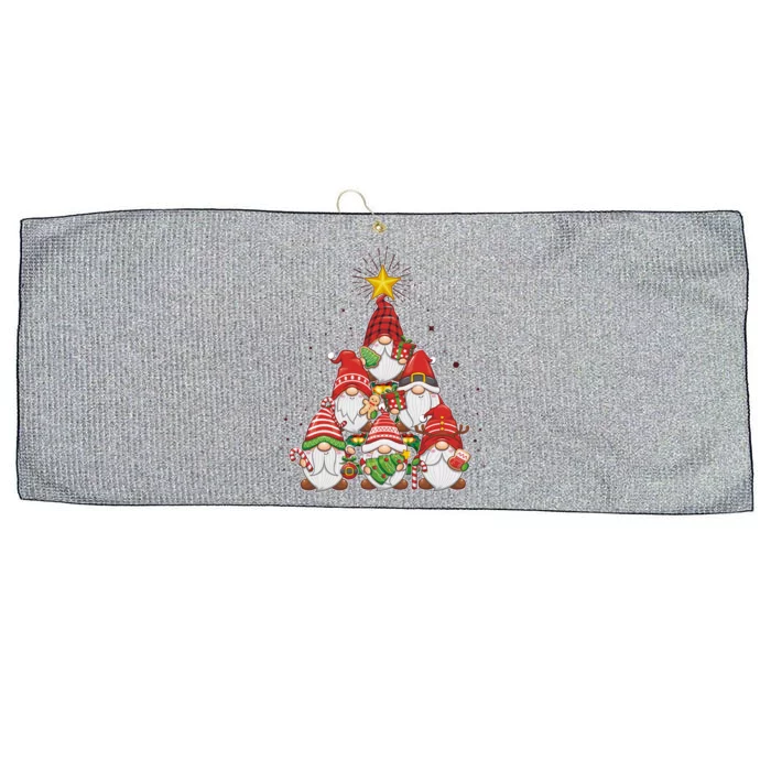 Funny Christmas Gnome Tree Large Microfiber Waffle Golf Towel