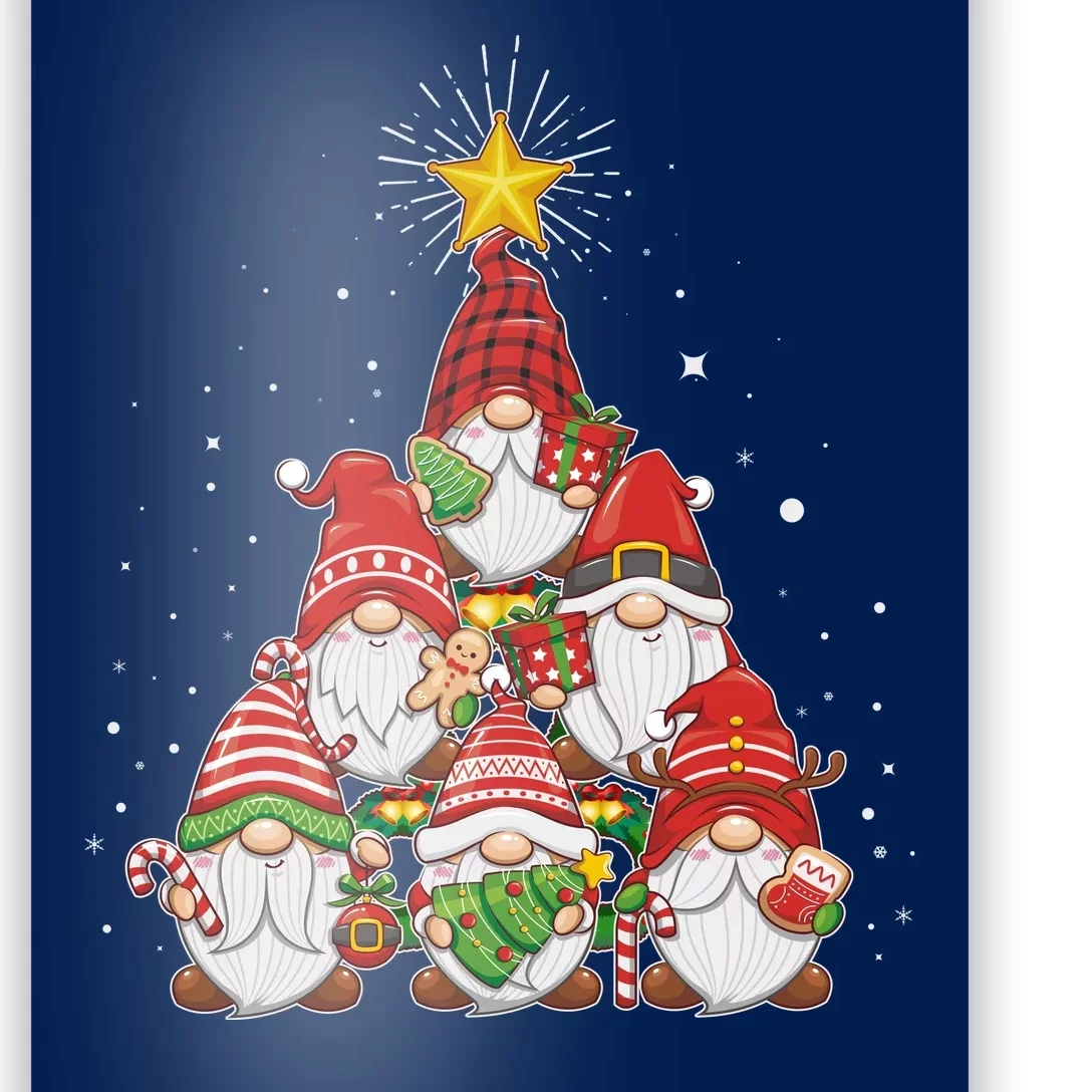 Funny Christmas Gnome Tree Poster