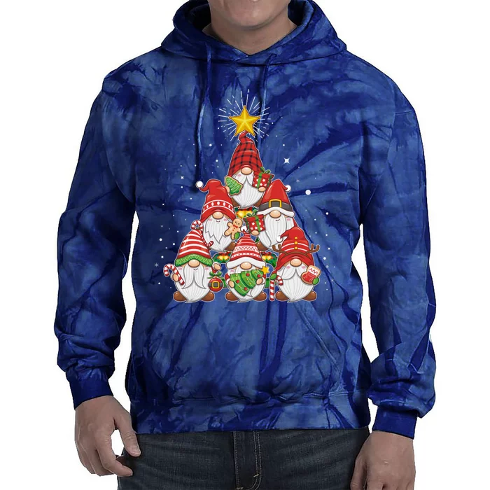 Funny Christmas Gnome Tree Tie Dye Hoodie