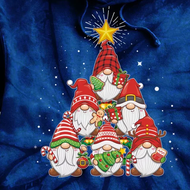 Funny Christmas Gnome Tree Tie Dye Hoodie