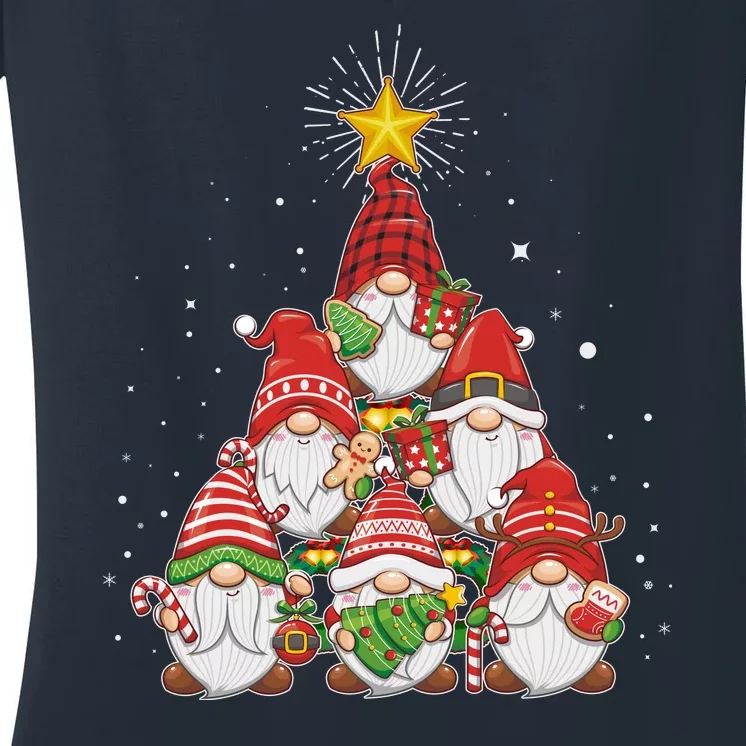 Funny Christmas Gnome Tree Women's V-Neck T-Shirt