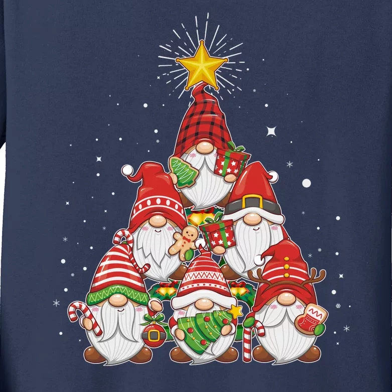 Funny Christmas Gnome Tree Kids Long Sleeve Shirt