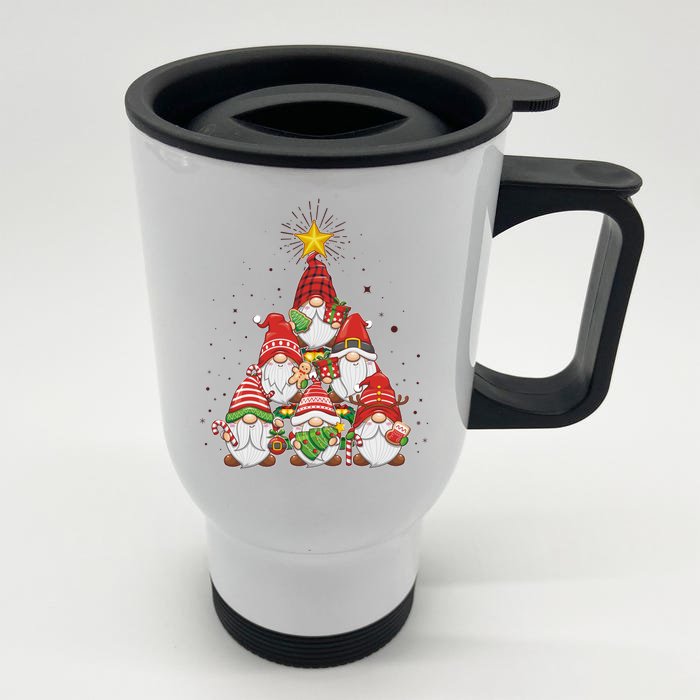 Funny Christmas Gnome Tree Front & Back Stainless Steel Travel Mug