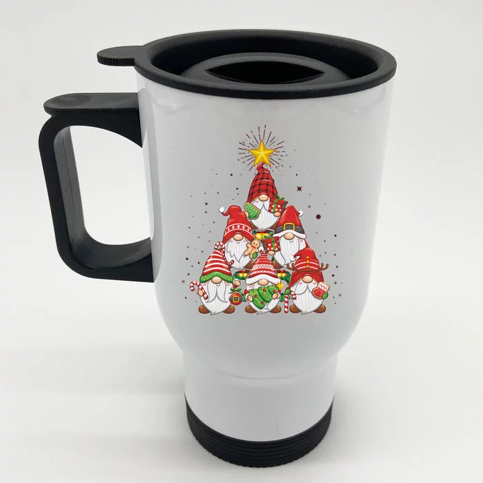 Funny Christmas Gnome Tree Front & Back Stainless Steel Travel Mug