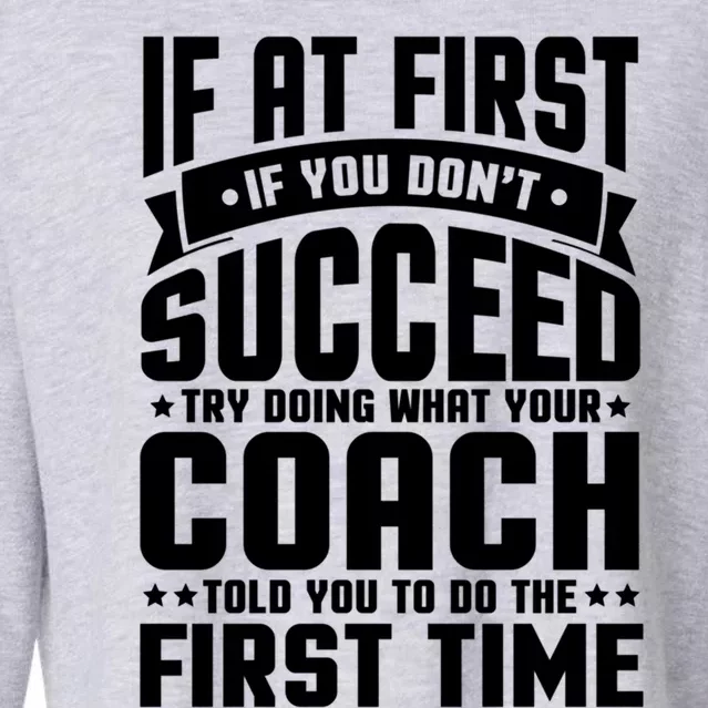 Funny Cute Gift If At First You Dont Succeed Coach Meme Cute Gift Cropped Pullover Crew