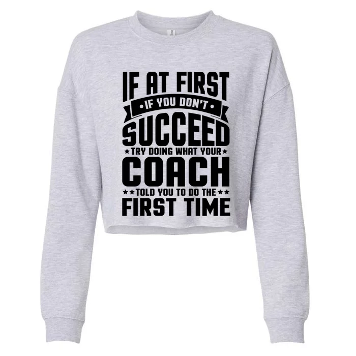 Funny Cute Gift If At First You Dont Succeed Coach Meme Cute Gift Cropped Pullover Crew