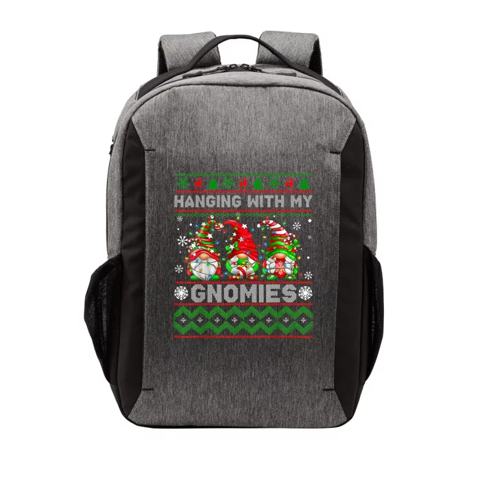 Funny Christmas Gnome Hanging With My Gnomies Family Pajamas Vector Backpack