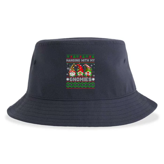 Funny Christmas Gnome Hanging With My Gnomies Family Pajamas Sustainable Bucket Hat