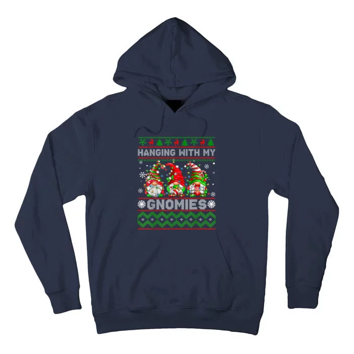 Funny Christmas Gnome Hanging With My Gnomies Family Pajamas Tall Hoodie