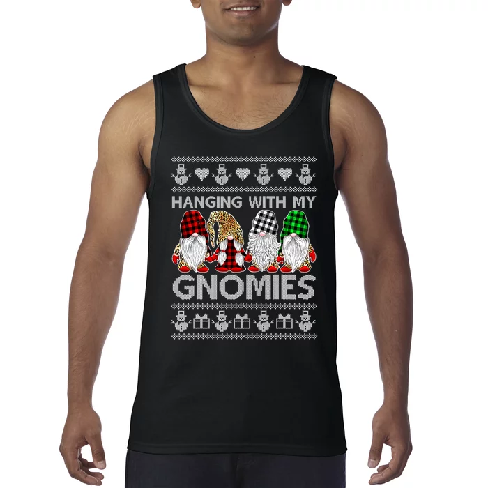 Funny Christmas Gnome Hanging With My Gnomies Family Pajamas Tank Top