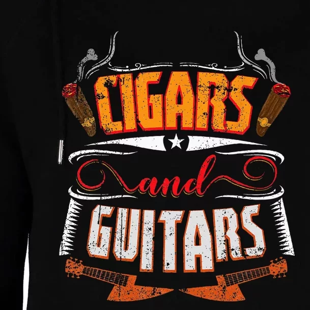 Funny Cigar Guitar Design Cigar Lover Smoking Gift Womens Funnel Neck Pullover Hood