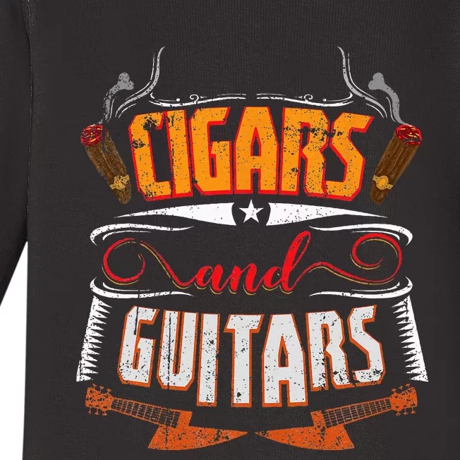 Funny Cigar Guitar Design Cigar Lover Smoking Gift Baby Long Sleeve Bodysuit