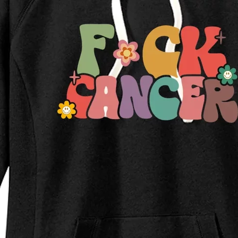 Fuck Cancer Groovy Retro Women's Fleece Hoodie