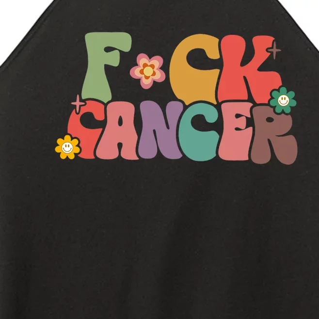 Fuck Cancer Groovy Retro Women’s Perfect Tri Rocker Tank