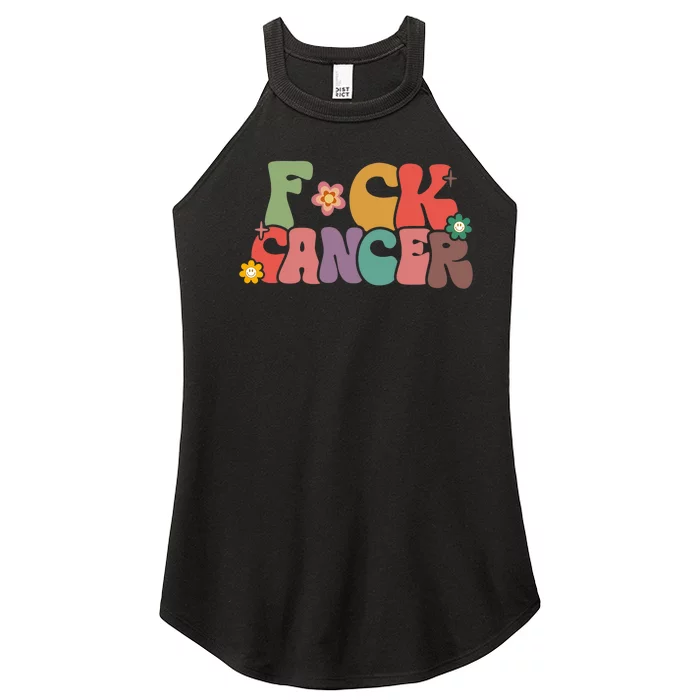 Fuck Cancer Groovy Retro Women’s Perfect Tri Rocker Tank