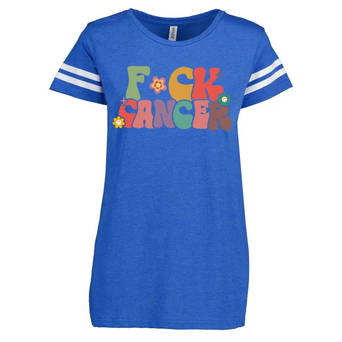 Fuck Cancer Groovy Retro Enza Ladies Jersey Football T-Shirt