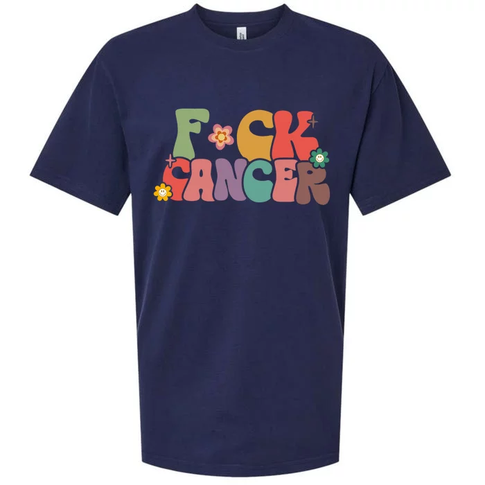 Fuck Cancer Groovy Retro Sueded Cloud Jersey T-Shirt