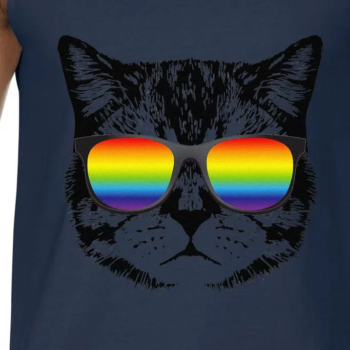 Funny Cat Gay Pride Rainbow Sunglasses Women Tee Pride Comfort Colors® Tank Top