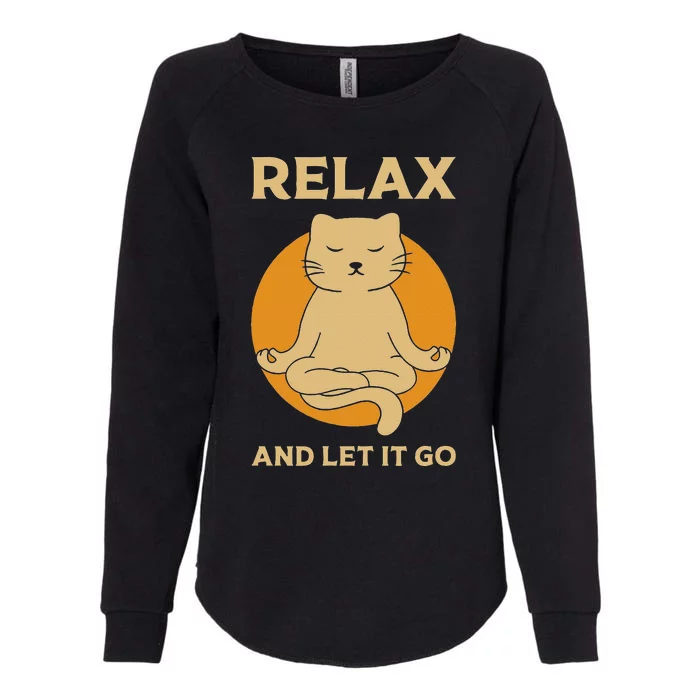 Funny Cat Graphic Yoga Zen Meditation Womens California Wash Sweatshirt