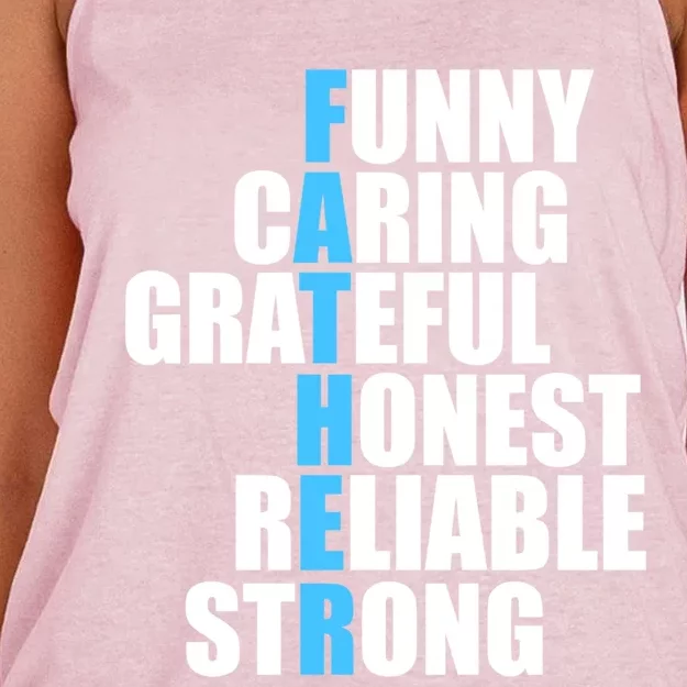 Funny Caring Grateful Honest Reliable Strong Of Father's Day Gift Women's Knotted Racerback Tank