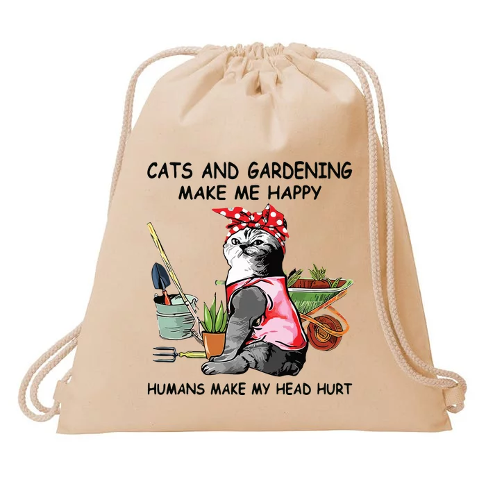 Funny Cats Garden For Women Drawstring Bag