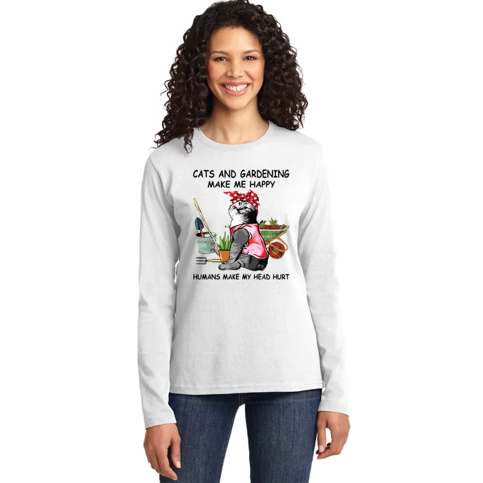 Funny Cats Garden For Women Ladies Long Sleeve Shirt