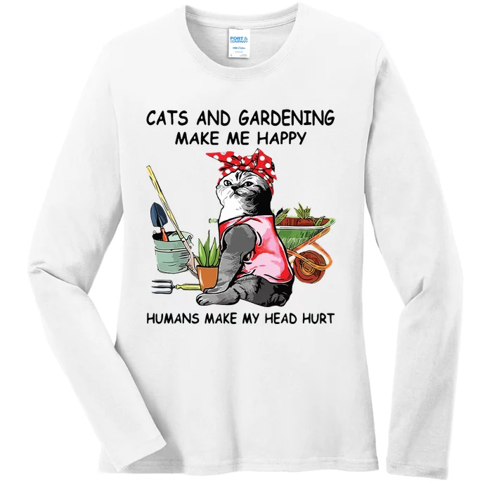 Funny Cats Garden For Women Ladies Long Sleeve Shirt