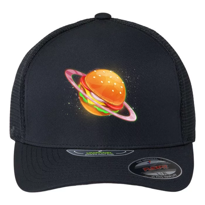 Funny Cosmic Galaxy Burger Planet Flexfit Unipanel Trucker Cap