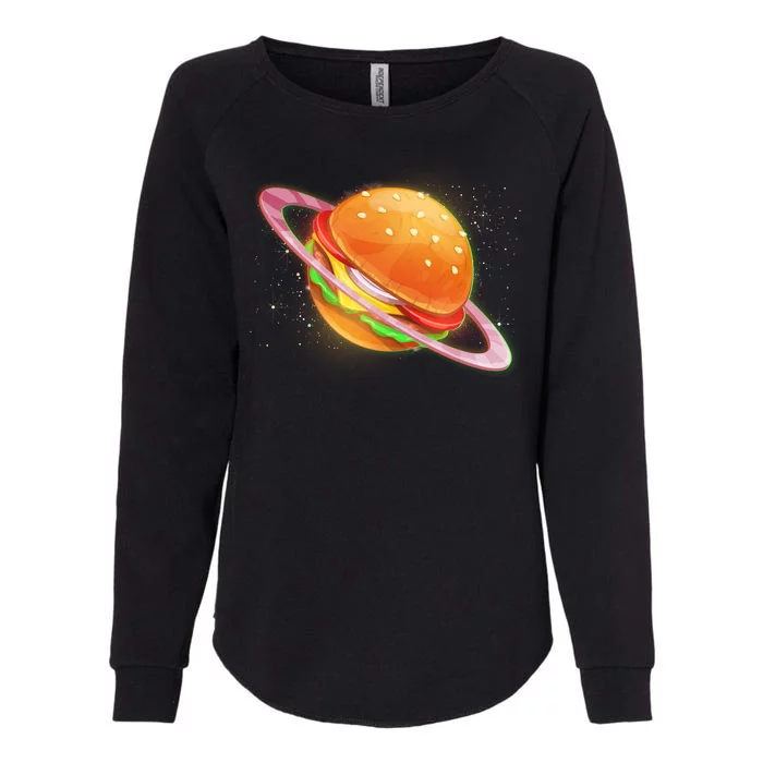 Funny Cosmic Galaxy Burger Planet Womens California Wash Sweatshirt