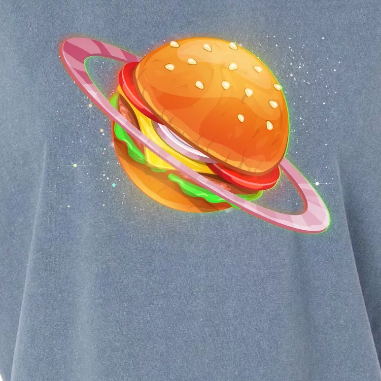 Funny Cosmic Galaxy Burger Planet Garment-Dyed Women's Muscle Tee