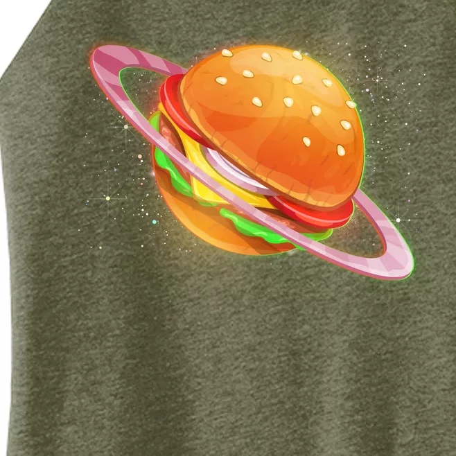 Funny Cosmic Galaxy Burger Planet Women’s Perfect Tri Rocker Tank