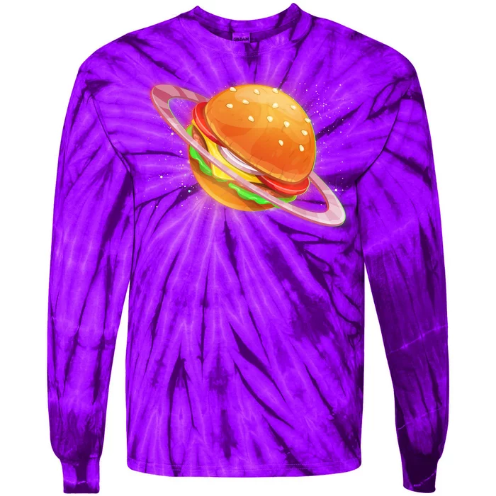 Funny Cosmic Galaxy Burger Planet Tie-Dye Long Sleeve Shirt