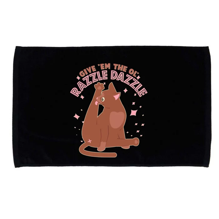 Funny Cat Give Em The Ol Razzle Dazzle Microfiber Hand Towel