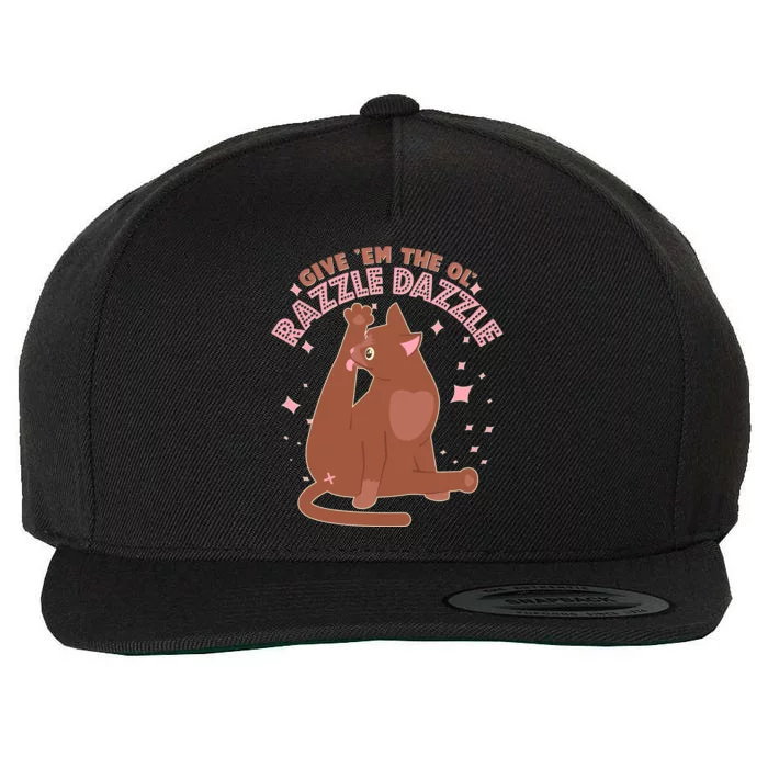 Funny Cat Give Em The Ol Razzle Dazzle Wool Snapback Cap