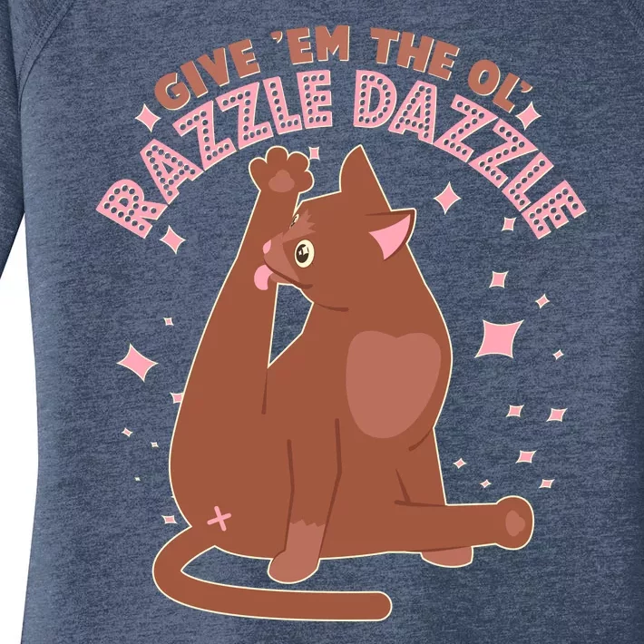 Funny Cat Give Em The Ol Razzle Dazzle Women's Perfect Tri Tunic Long Sleeve Shirt