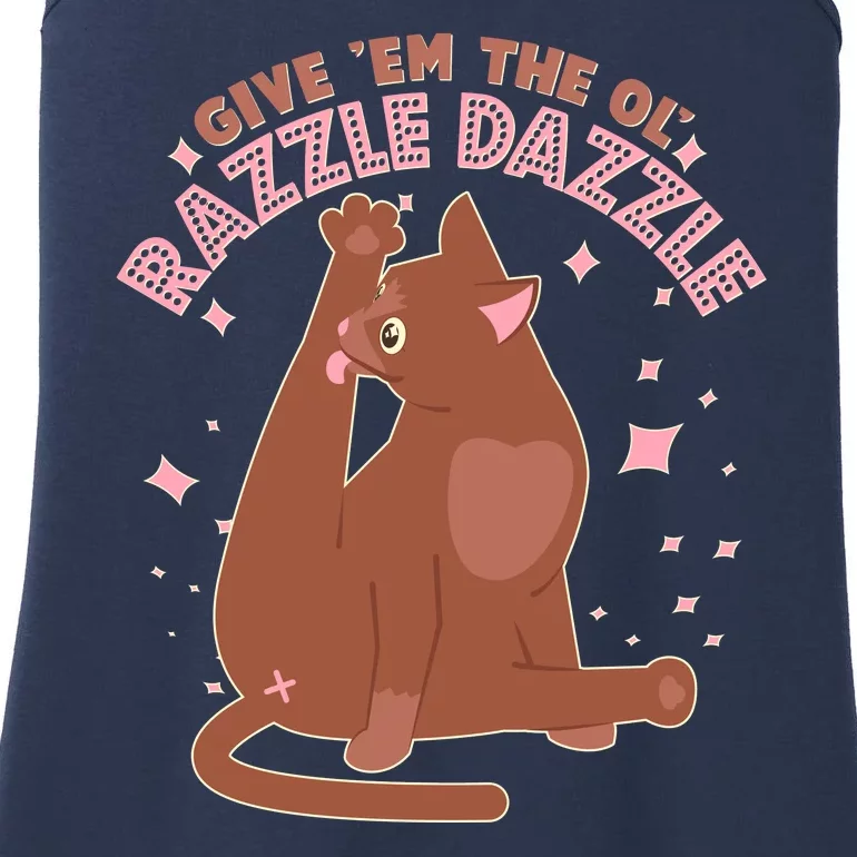 Funny Cat Give Em The Ol Razzle Dazzle Ladies Essential Tank