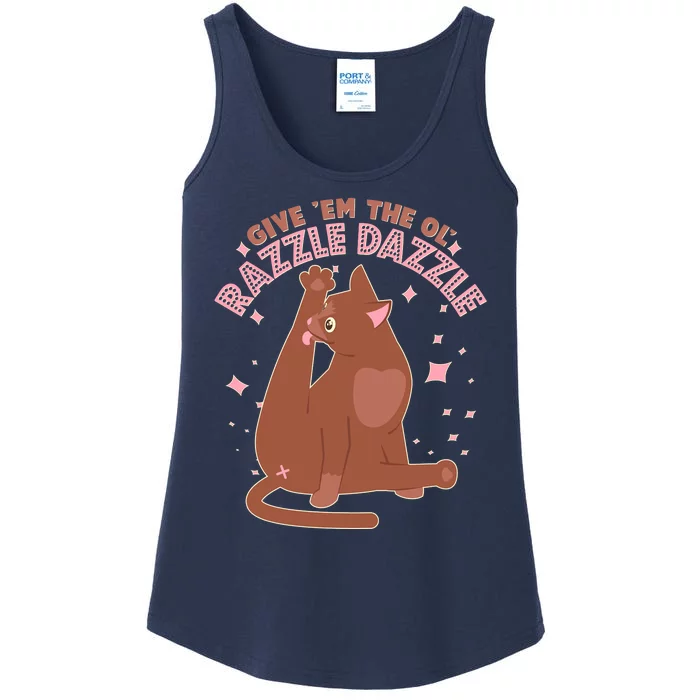 Funny Cat Give Em The Ol Razzle Dazzle Ladies Essential Tank