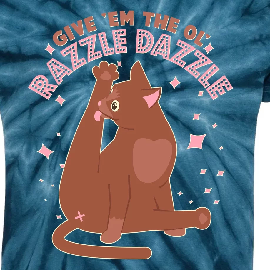 Funny Cat Give Em The Ol Razzle Dazzle Kids Tie-Dye T-Shirt