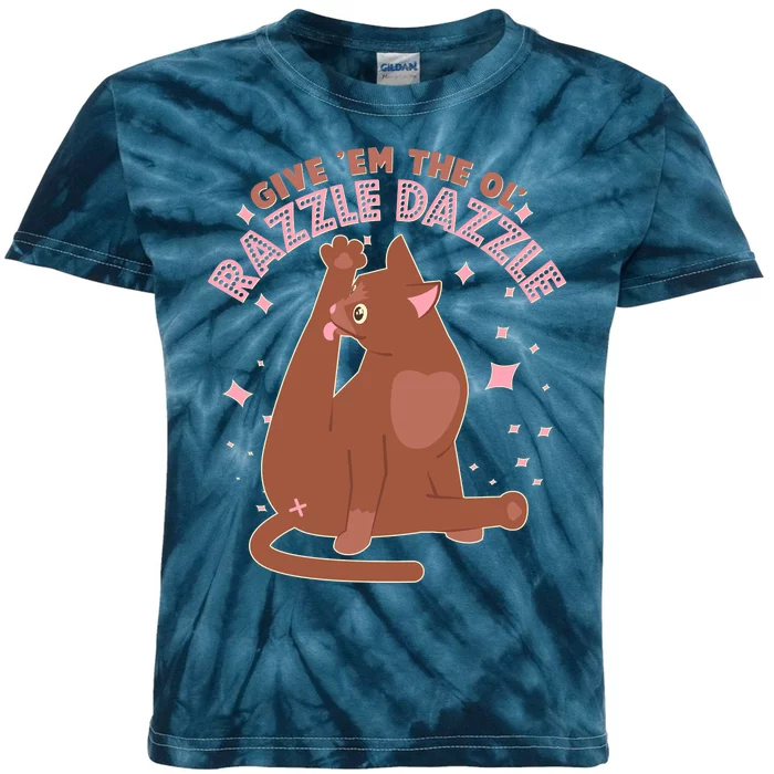 Funny Cat Give Em The Ol Razzle Dazzle Kids Tie-Dye T-Shirt