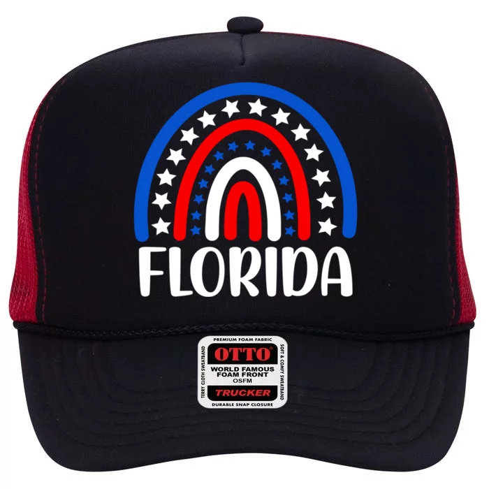 Florida Cool Gift I Love Florida Usa Gift High Crown Mesh Trucker Hat