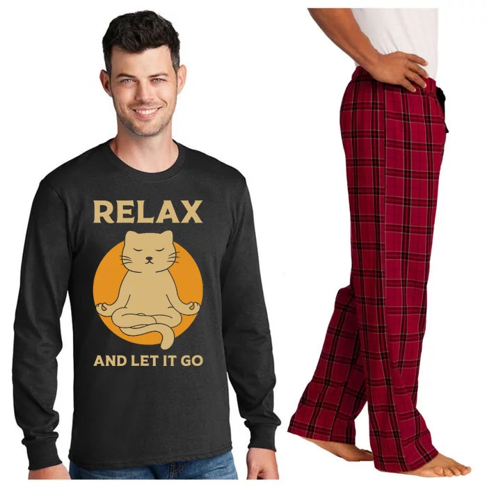 Funny Cat Graphic Yoga Zen Meditation Long Sleeve Pajama Set