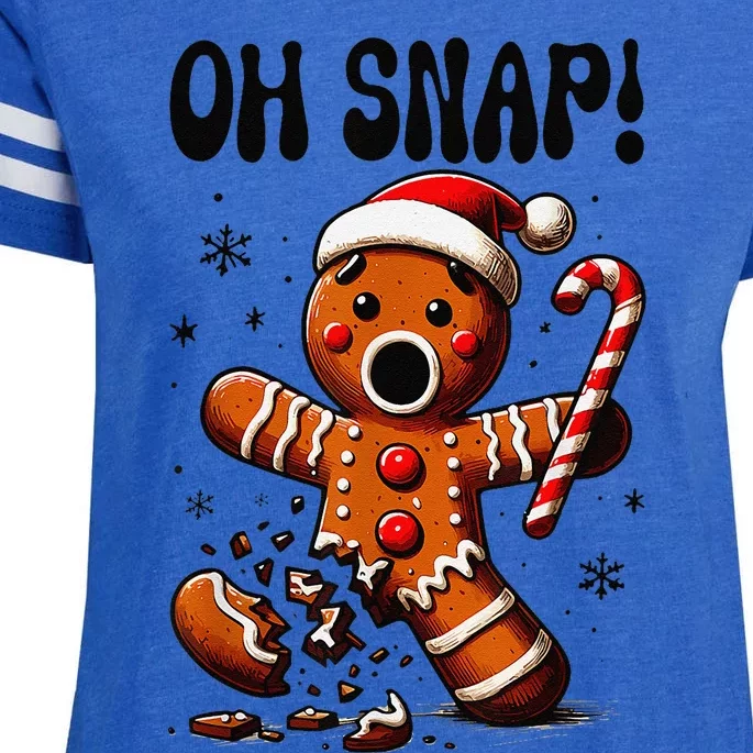 Funny Christmas Gingerbread Man Oh Snap Pajama Xmas Enza Ladies Jersey Football T-Shirt