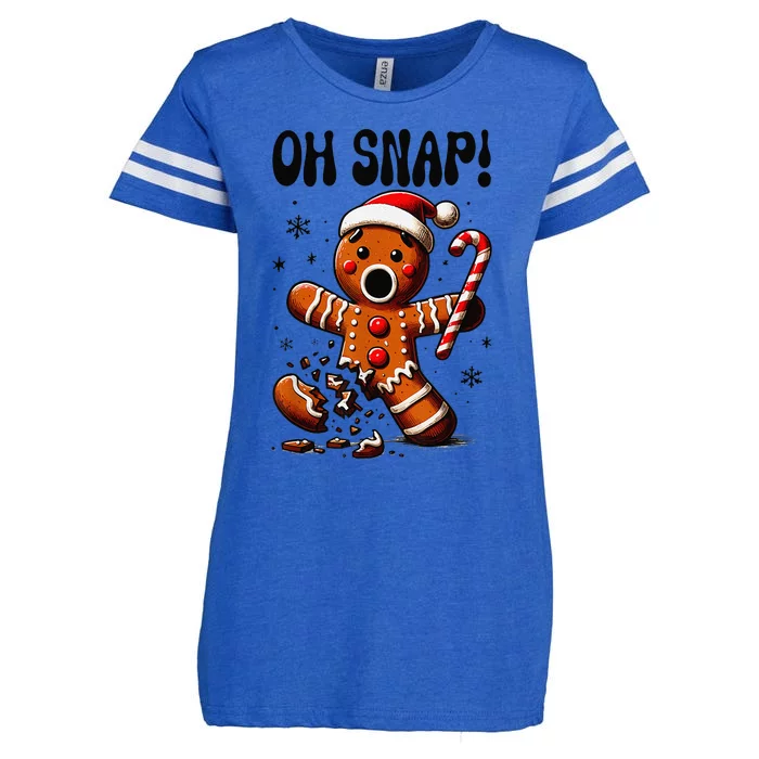 Funny Christmas Gingerbread Man Oh Snap Pajama Xmas Enza Ladies Jersey Football T-Shirt