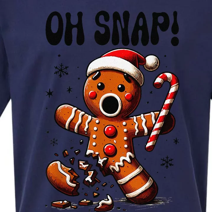 Funny Christmas Gingerbread Man Oh Snap Pajama Xmas Sueded Cloud Jersey T-Shirt