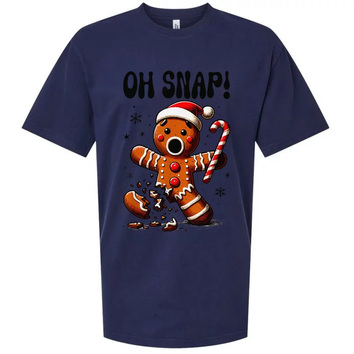 Funny Christmas Gingerbread Man Oh Snap Pajama Xmas Sueded Cloud Jersey T-Shirt