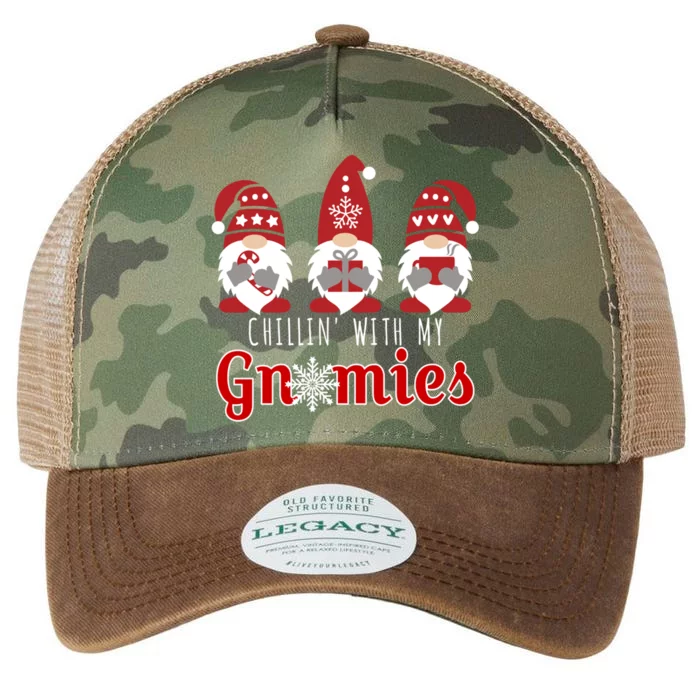 Funny Christmas Gnome Gift Three Gnomes Chillin With My Gnomies Legacy Tie Dye Trucker Hat