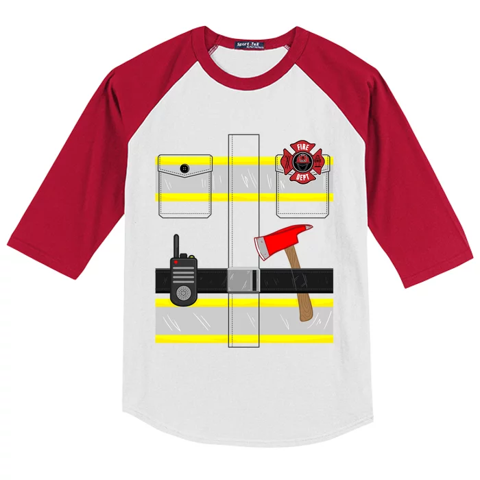 Fire Costume Gift Firefighter Costume Halloween Gift Kids Colorblock Raglan Jersey